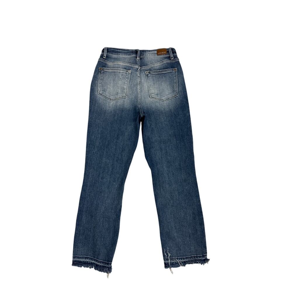 Judy Blue Jeans Straight Fit Distressed Fray Bottom Jeans Size Women's 3 | 26 - Picture 3 of 5